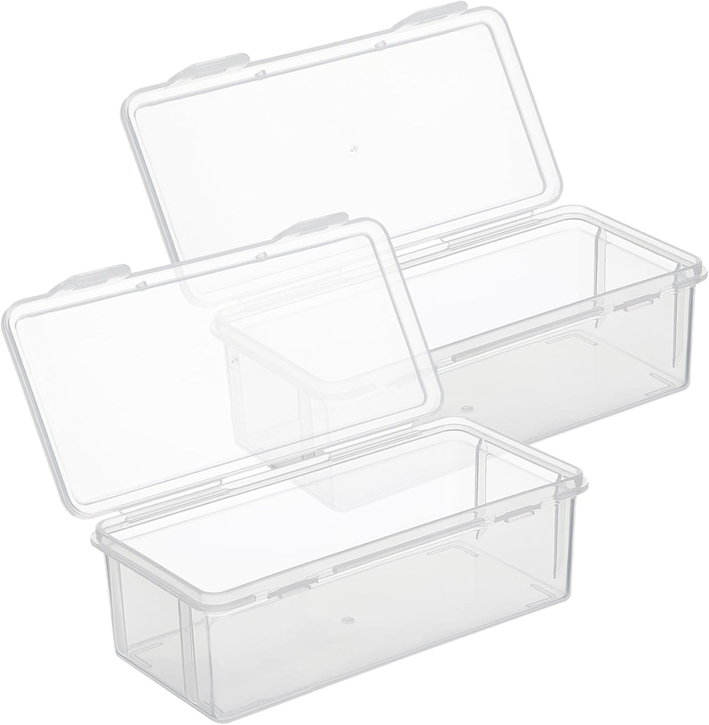 Garneck 2Pcs Transparent Bread Box Medium Airtight Fresh Keep Container Food Storage Organizer for Kitchen Countertop