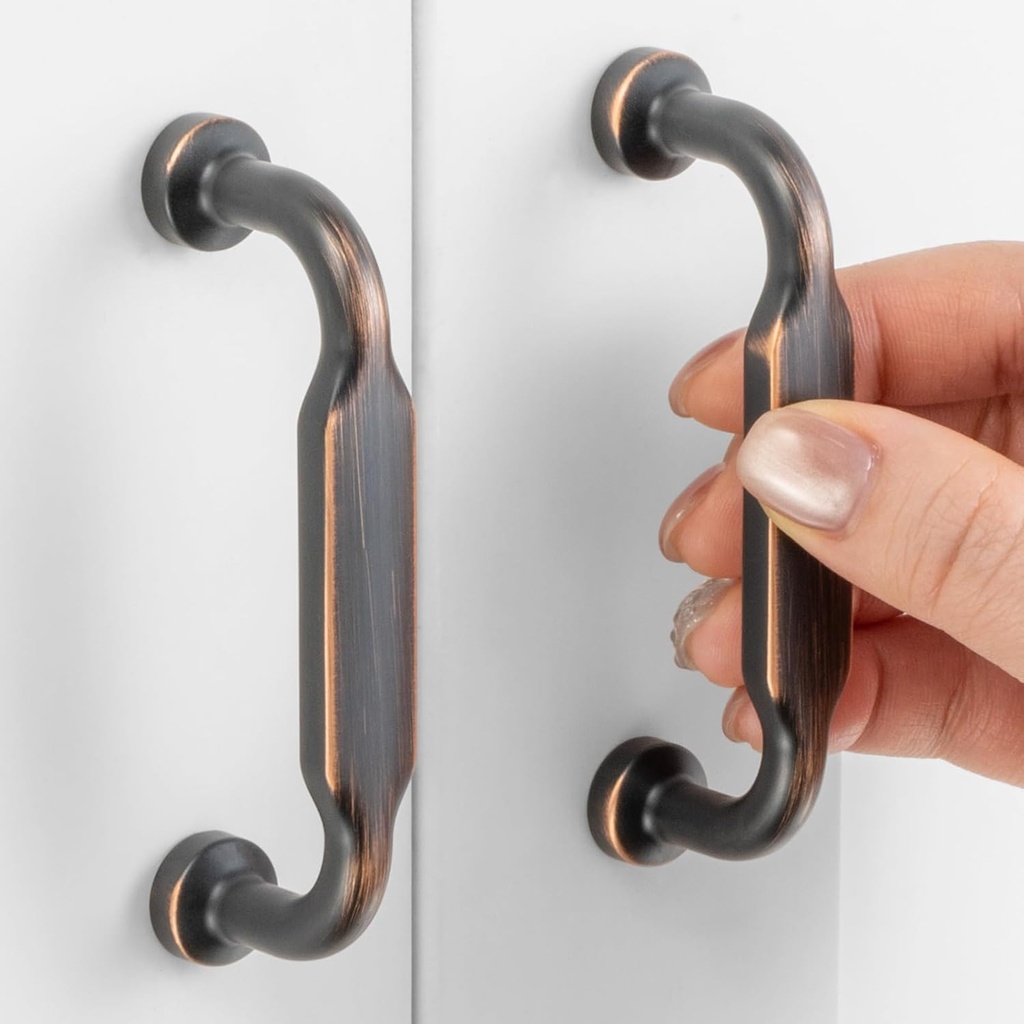 10 Pack 3 Inch Hole Centers, Oil Rubbed Bronze Cabinet Pulls Brushed Bronze Cabinet Handles Bronze Kitchen Hardware for Cabinets ZP2302 Drawer Bedroom Dresser Bathroom Vanity Cupboard