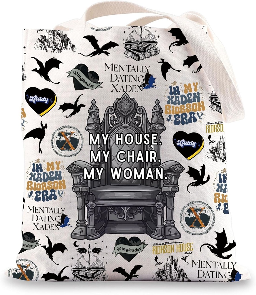 JNIAP Xaden Riorson Tote Bag Xaden Riordan Merch Violet Sorrengail Gifts Shadow Daddy Gifts Xaden Riordan Gift