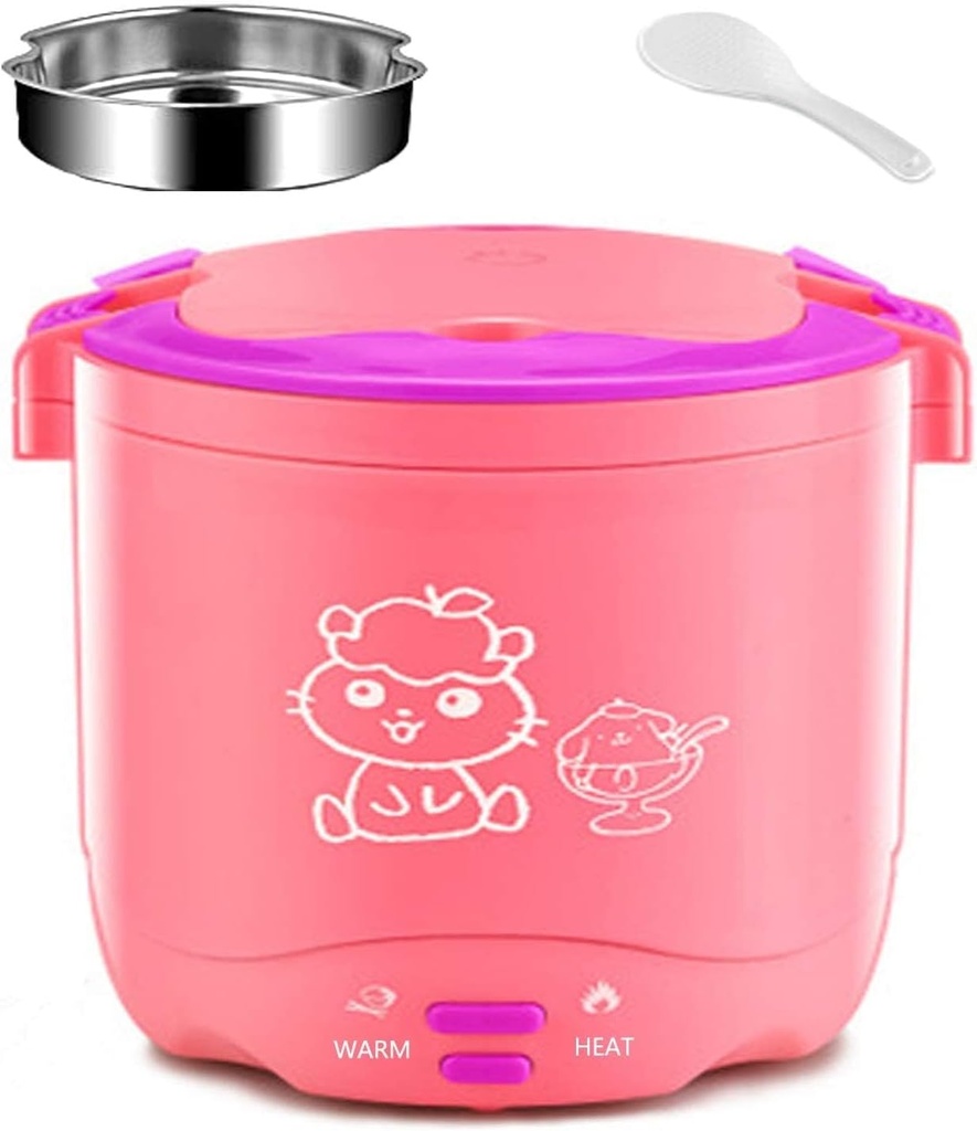 Rice Cooker Mini with Steamer Slow Cooker and Food Steamer Non-Stick Inner Pot Keep Warm Functionality 1.2L Upgrade,Pink
