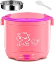 Rice Cooker Mini with Steamer Slow Cooker and Food Steamer Non-Stick Inner Pot Keep Warm Functionality 1.2L Upgrade,Pink