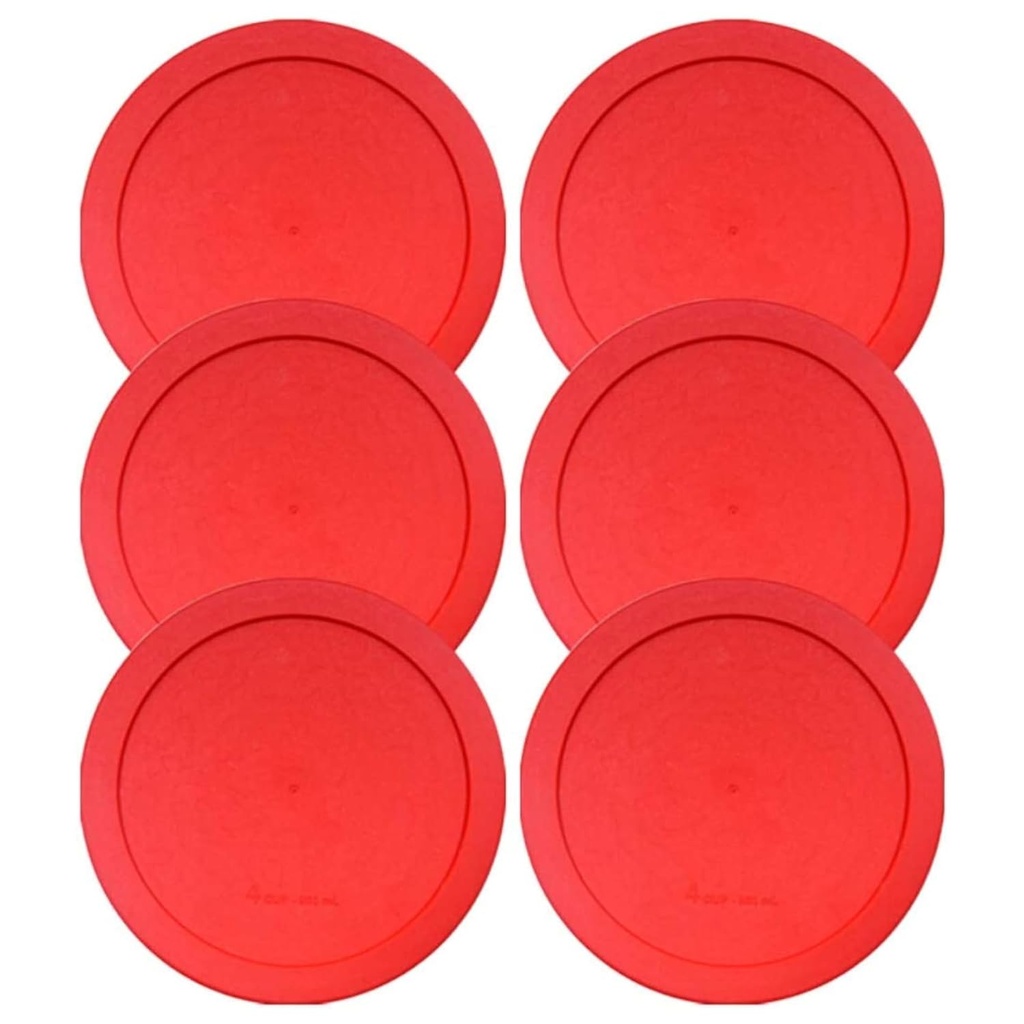 Wood Grip - Lids for Pyrex and Anchor Round Glass Containers - Lids for Pyrex Glass Containers - Replacement Lids (Red, 2 Cups, 6 Pack)