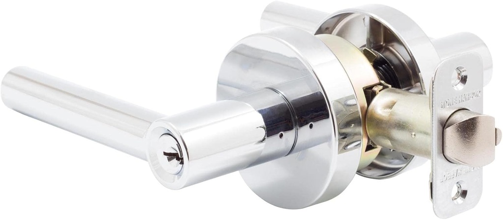 Stone Harbor Hardware Zurich Door Lever with Round Rosette, Entry Latch, KW Keyway, Polished Chrome
