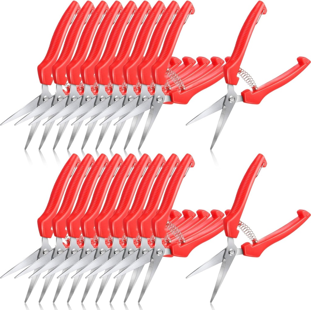 Lasnten 20 Pcs Bud Trimming Scissors Bulk 7.2 Inch Pruning Shears Garden Scissors for Precise Cut Bonsai Gardening Hand Pruner with Straight Stainless Steel Blade Pruning Snip for Flower Plant(Red)