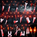 8 Modes Halloween Party Decorations Props, 12 FT Halloween String Lights with 16 Fake Bloody Knives & 50 LED Orange Bulbs, Horror Scary Garland House Home Decor