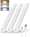 EZVALO 3 Pack 7” Motion Sensor Light Indoor, Wireless Under Cabinet Lighting, 30 LED Rechargeable Closet Lights, Dimmable, 3 Color Temperatures, Counter Lights for Wardrobe, Pantry, Bedroom, Kitchen