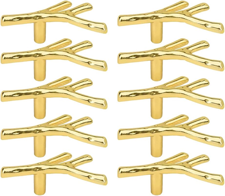 CENGOOD AchNau10x Cabinet Knobs Wardrobe Drawer Cupboard Closet Door Handle Pulls Twig Single Hole Gold