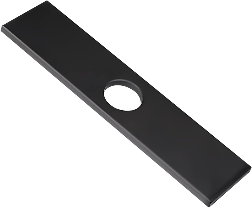 Black Kitchen Sink Faucet Deck Plate, 10 Inch Stainless Steel Hole Cover Faucet Deck Plate for 1 or 3 Hole Bathroom Sink Faucet, Covering Unused Mounting Holes