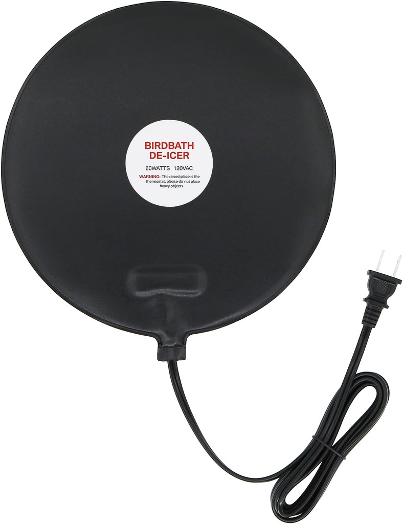 Submersible Bird Bath Heater for Outdoors in Winter, 60w Birdbath Deicer Thermostatic Controller Water Heater with 6Ft Cord for Birdbaths, Chicken, Duck, Livestock, Poulty, Animal, Tank, Buckets