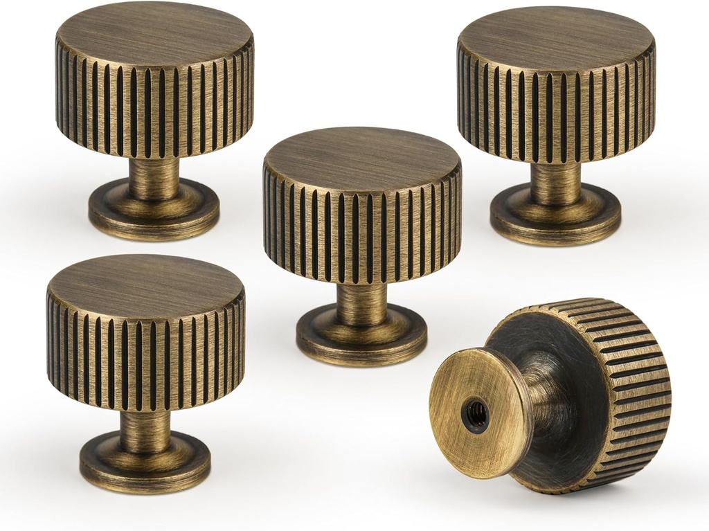 Antique Brass Kitchen Cabinet Knobs Solid Brass Pulls for Dresser Drawer Vanity Closet Wardrobe, Modern Bathroom Bedroom Living Room Cabinet Hardware