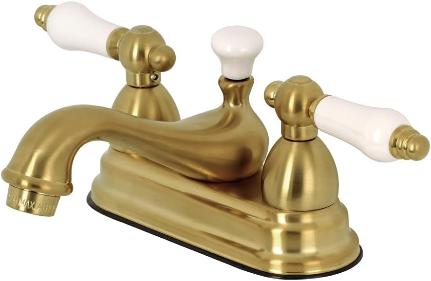Kingston Brass KS3607PL 4 in. Centerset Bathroom Faucet, Brushed Brass