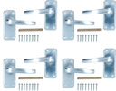 Aluminium Lever Lock Door Handle Handles 100mm x 40mm Spindle + Fixings 4pk