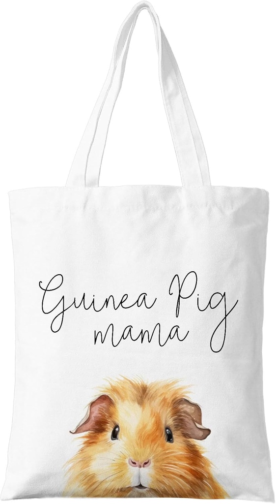 Guinea Pig Mama Canvas Tote Bag for Women, Cat Lovers Gift for Cat Mom, Birthday Christmas Cute Guinea Pig Gifts For Women, Tote Bag for Work College Travel. (102)