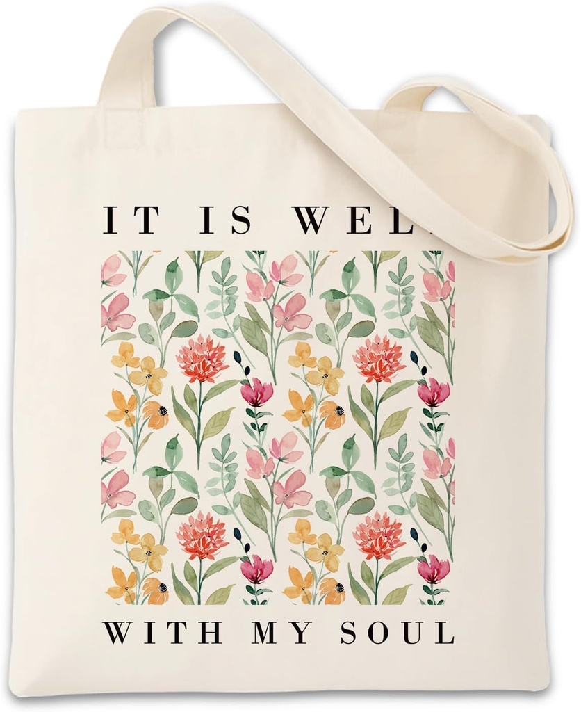Christian Canvas Tote Bag Reusable Grocery Bag for Work Beach Travel, Women Cotton Cloth Totes Gift for Mom Grandma Friends