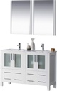Blossom 48” Double Bathroom Vanity with Sink and Mirror, Solid Wood, Double Ceramic Sinks, 2 Mirrors, Soft Close Drawers, Durable Build - Storage Cabinet for Small & Large Bathrooms (Glossy White)