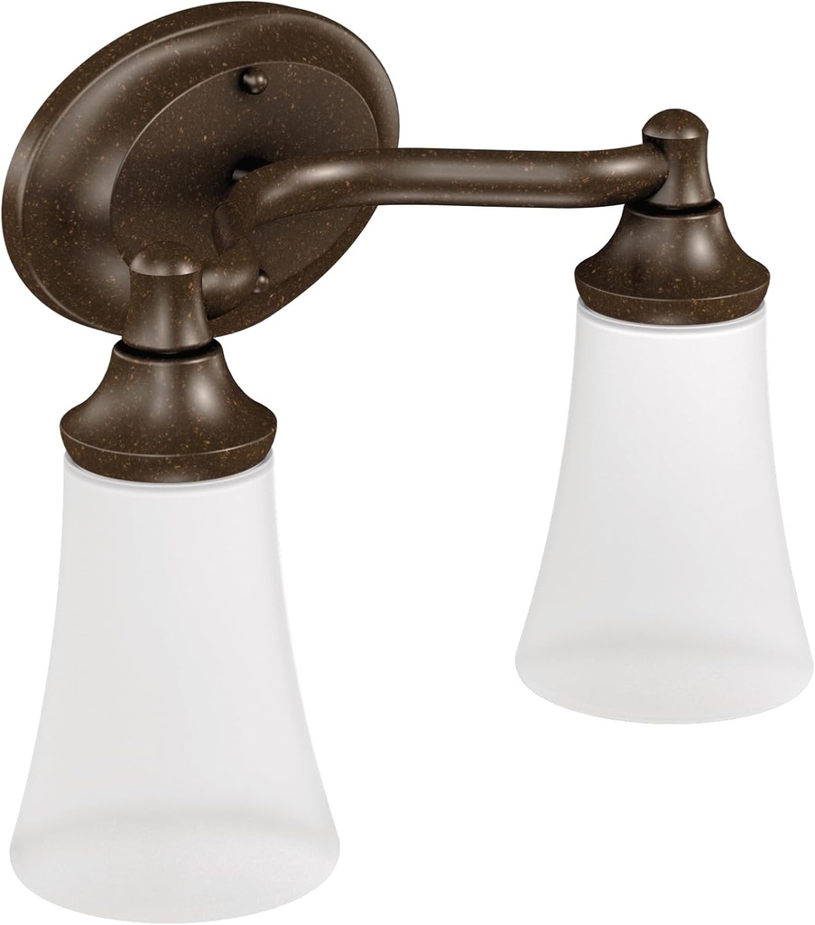 Moen YB2862ORB Eva 2-Light Dual-Mount Bath Bathroom Vanity Fixture with Frosted Glass, Oil Rubbed Bronze
