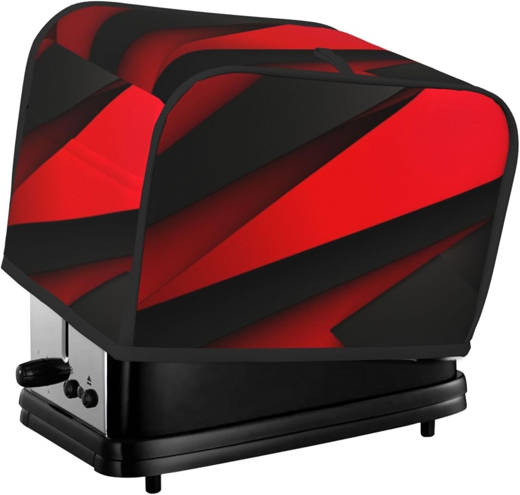 Red Black Toaster Cover 2 Slice, Bread Machine Covers Quilted Toaster Dust Cover Universal Size Kitchen Small Appliance Cover With Top Handle