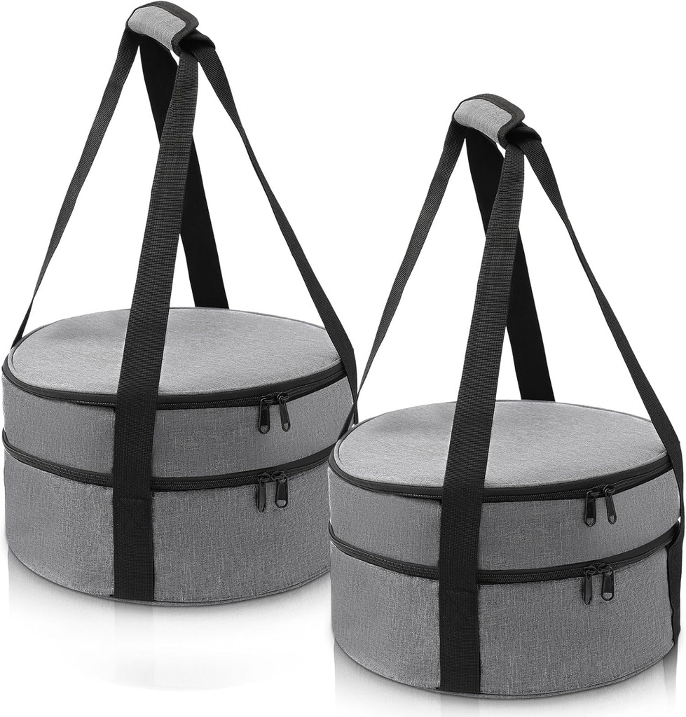 Yinder 2 Pieces Pie Carrier with Lid and Handle Pie Carrier for Food Transport Insulated Casserole Containers for Hot or Cold Food for Party Camping(12.5 x 7.5 Inches)