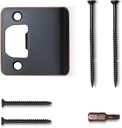 Extended Lip Strike Plate 2-1/4" x 2-1/4", Heavy Duty Version with Reinforced Torx/Star Screws & Bit, Door Latch Extender Striker, Exterior/Interior Restorer Kit (Oil Rubbed Bronze, 1 Pack)