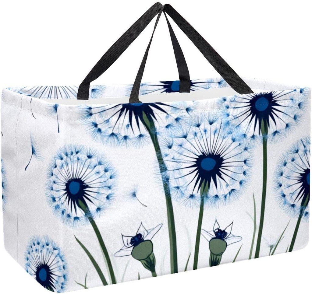 Reusable Grocery Bags for Women Large Beautiful Wildflowers Herbs and Grass Shopping Tote Bag for Beach Groceries Picnic