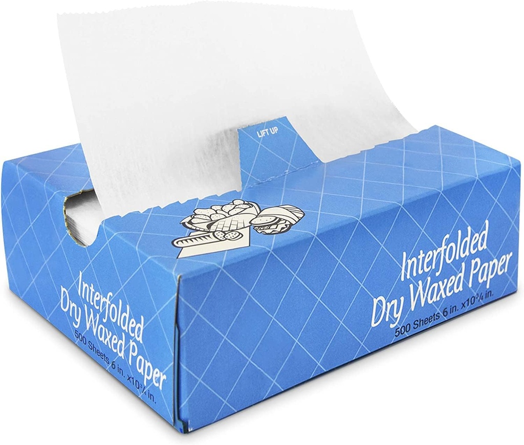 1000 Pcs Bakery Pick Up Tissues Deli Wax Paper Sheets for Food- MADE IN USA - Pre Cut Interfolded Wrap Dry Wax Paper Sheets with Dispenser Box- Grease Resistant Wax Deli Paper Sheets, 6 x 10.75 Inch