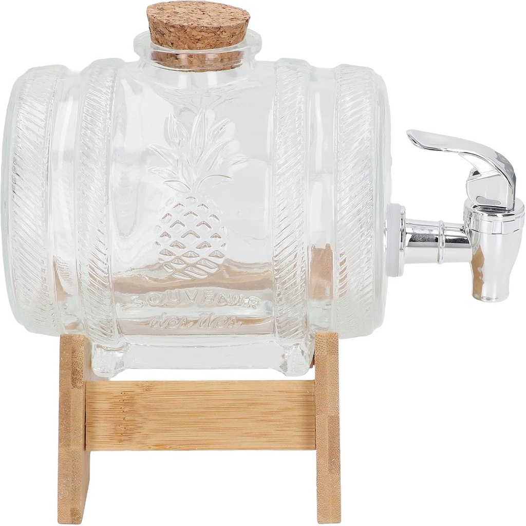 Pilipane Thickened Glass Sealed Wine Jar Dispenser with Faucet, Drink Dispenser Barrel, Airtight & Leak Proof Glass Whiskey Barrel, Liquor Dispenser Gifts, for Fridge, Iced Tea, Lemonade, Bar, Party