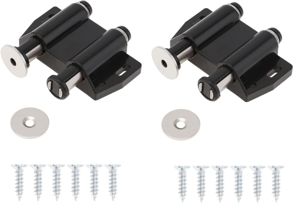 Magnetic Touch Latch, 2 Pack Cabinet Push Open Double Magnetic Door Latches and Catches (2, Black)