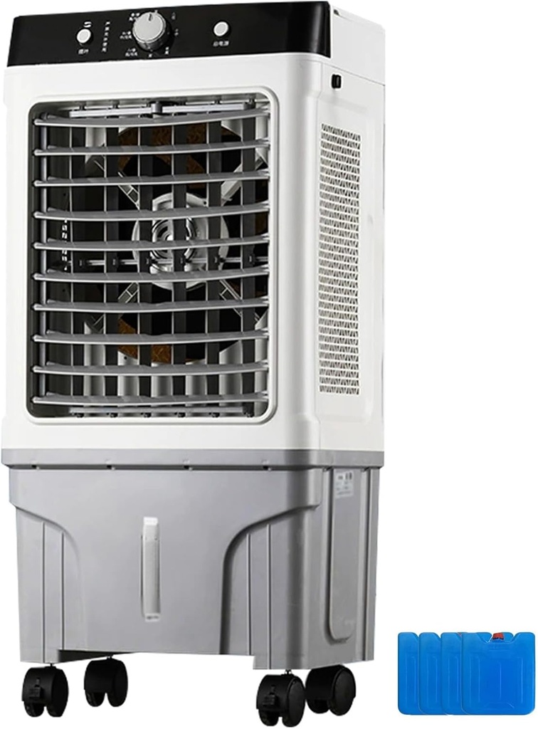 Portable Evaporative Air Cooler, Cooler for Room, 3 Wind Speeds, Single Ice Curtain, Wide-angle Air Supply, 20L/4bal Water Tank, for Warehouse, Garage