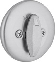 Kwikset 663 Deadbolt Unkeyed Deadbolt Lock, Satin Chrome Round Interior Turn Piece for Front Entry Door, with Latch and Adapter, No Exterior Assembly