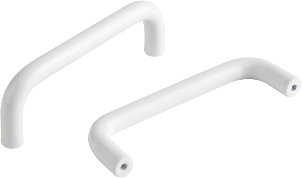 5 Pack Bright White Handle Cabinet Drawer Modern Pull Child Bedroom pulls 3.8 Inch(96mm) Hole Center Curved pulls ​Carrying Handles (5, Bright White, 3.8 Inch(96mm))
