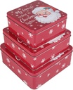 Christmas Tin Gift Box Santa Tinplate Candy Cookie Jars Square Candy Storage Containers with Lids for Holiday Xmas Supplies 3Pcs (Style A)