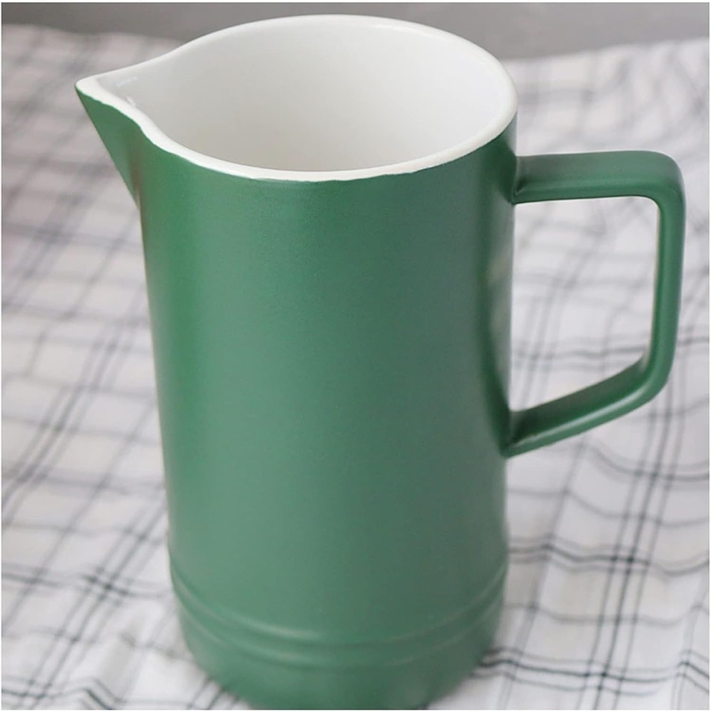 Lzeal Coffee Mugs, 33.8 Oz Retro Ceramic Pitcher with Handle Multi-Color Milk Jug with Spout Household Teapot Hot Cold Water Jug Red Green Coffee Mug Tea Cup for Office and Home (Color : B)