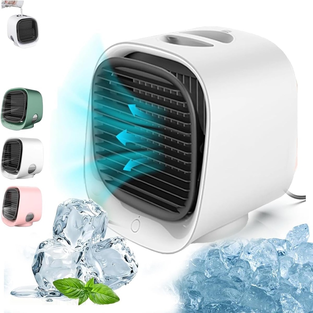 Mini Fast Cooling Fan USB Port Personal air Conditioner Cooler Portable and Energy Saving, Personal Air Conditioner Fan Portable Water Evaporative Air (White)