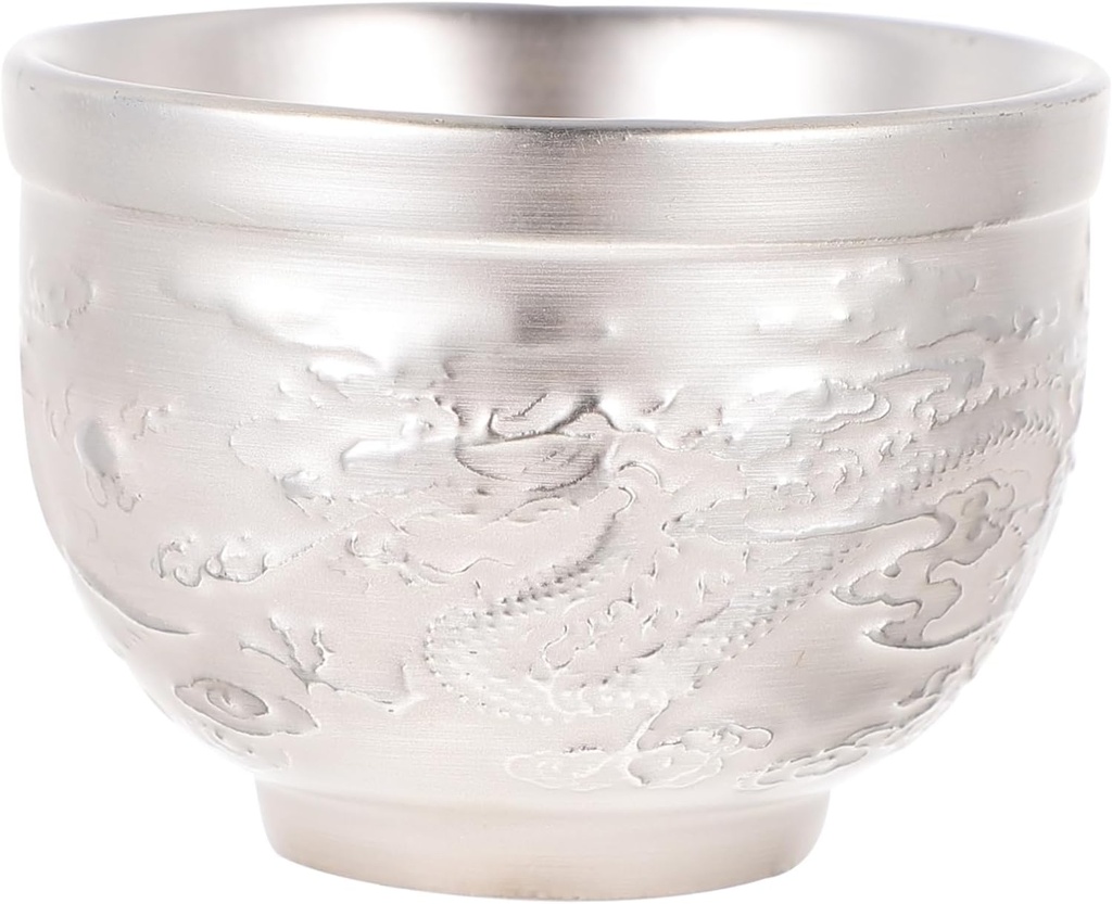 IMIKEYA 1pc Silver-plated Kung Fu Tea Cup for Home Use Elegant Chinese Tea Container Unique Dragon and Sake and More