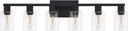 6 Light Bathroom Vanity Light, Matte Black Vanity Light Fixtures, Large Vanity Lights for Bathroom, Farmhouse Light Fixtures with Clear Glass Shade for Bathroom Over Mirror