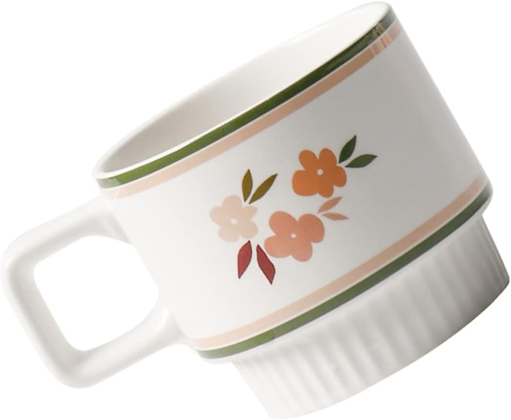 PRETYZOOM Vintage Ceramic Coffee Mug Set Rustic Milk and Coffee Cups Microwave Safe Drinkware for Office and Home Use