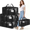 Extra Large Storage Bags Moving Bags Heavy Duty with Zipper Handles, BETU 6 Pack Clothes Storage Totes Bins Packing Moving Boxes, Moving Supplies for College Dorm Essentials, Space Saving, Black