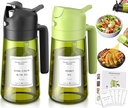 Vakoo 2 in 1 Oil Sprayer and Oil Dispenser for Kitchen - 16oz/470ml Light-Blocking Dark Glass Olive Oil Spray Bottle for Cooking, Air Fryer, Salad & BBQ (Black&Green)