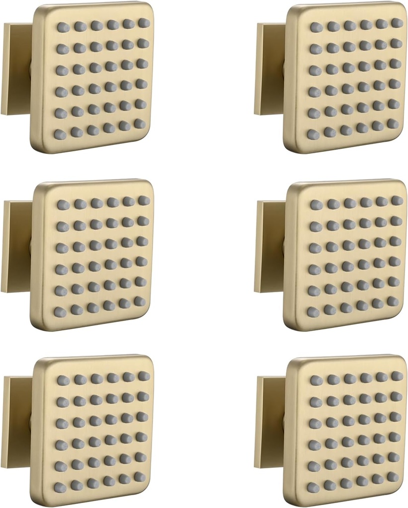 Solid Brass Shower Body Spray Jets, Square Body Jets for Shower, High Pressure Body Shower Jet, Wall Mount Shower Massage Spray Jets, Upgrade Spa Jets for Shower, 6PCS, Brushed Gold