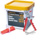 POWERTEC Tile Leveling System Kit with Plier, Wedges 100pk & 1/16" Tile Spacer Clips 200pk for Floor and Wall Installation (71899)