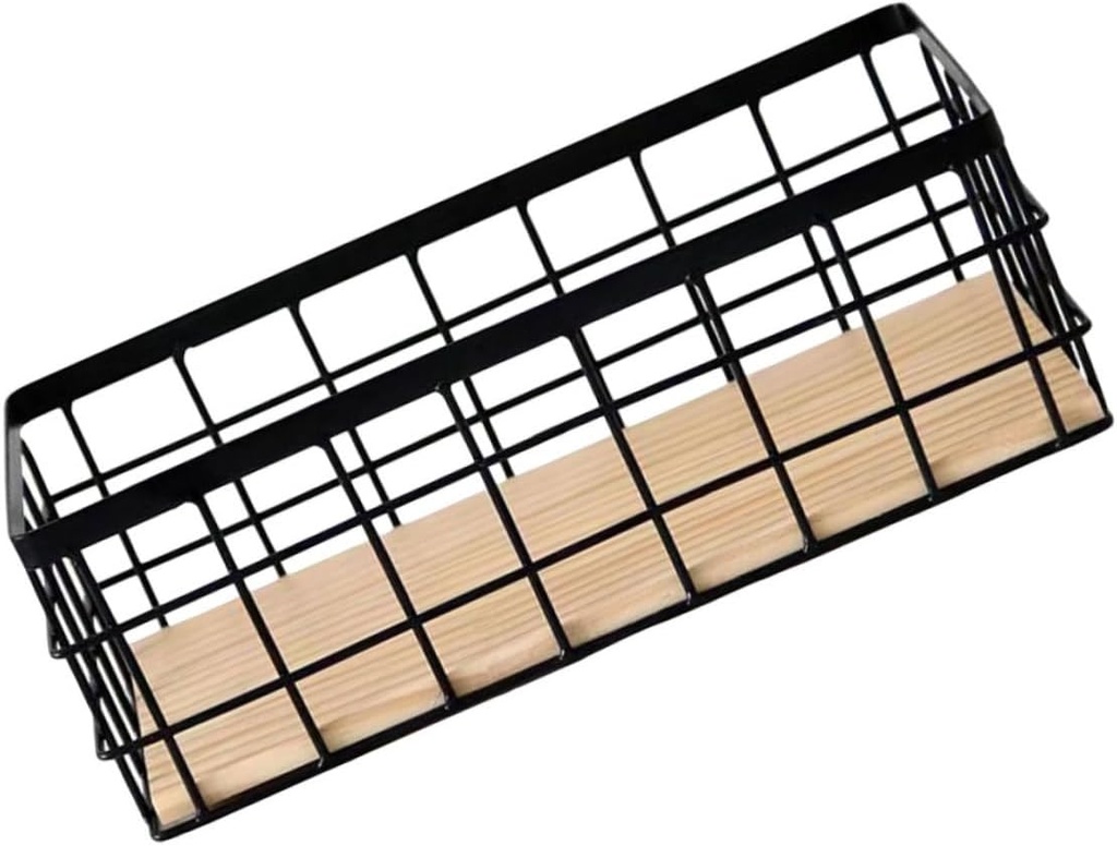 Amosfun Iron-art Wall Hanging Storage Basket Dorm Clothes Organizer Wire Basket Kitchen Decor