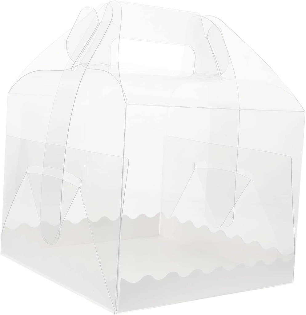 Mikinona 10pcs Transparent Plastic Cake Storage Boxes Birthday Cake Containers for Safe Transport Handheld Design for Pastries and Treats