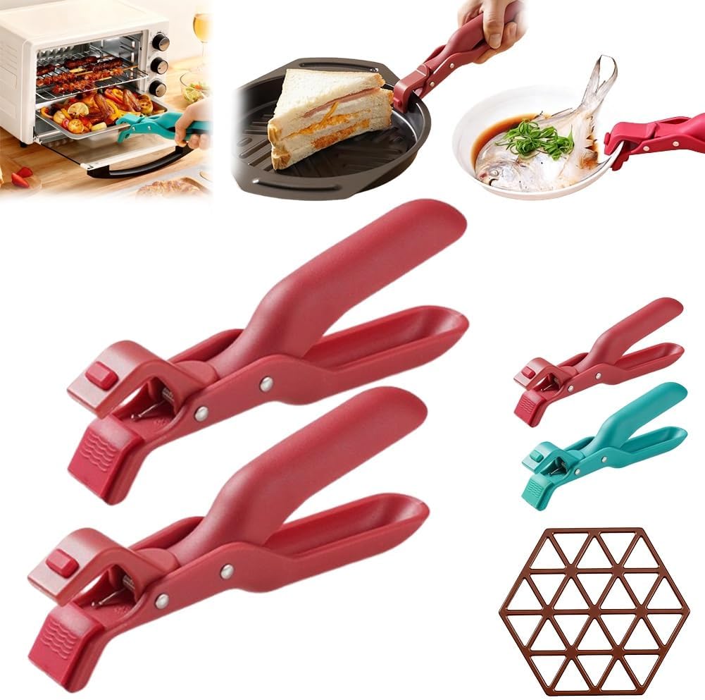 Multi-angle Hot Plate Gripper, Hot Plate Grippers Tongs, Non-slip Heat Insulation Anti-Scald Clip, Silicone Bowl Holder Clip, Bowl Dish Plates Gripper Clips, Pan Plates Grippers(2PCS-C)