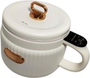 MagiDeal 1.6L Rice Cooker Noodle Cooker Fast Cooking Multifunctional Nonstick Pot Electric Pot for Travel 1-2 Person Apartment Office, Beige, 25cmx17cm