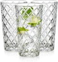 Glaver's Highball Glasses Set of 10. Tall Drinking Glasses. Textured 14oz. Diamond Cut Glass Cups. Elegant Drinking Glassware. Kitchen Glasses. Water, Iced Tea, Juice, Cocktail.
