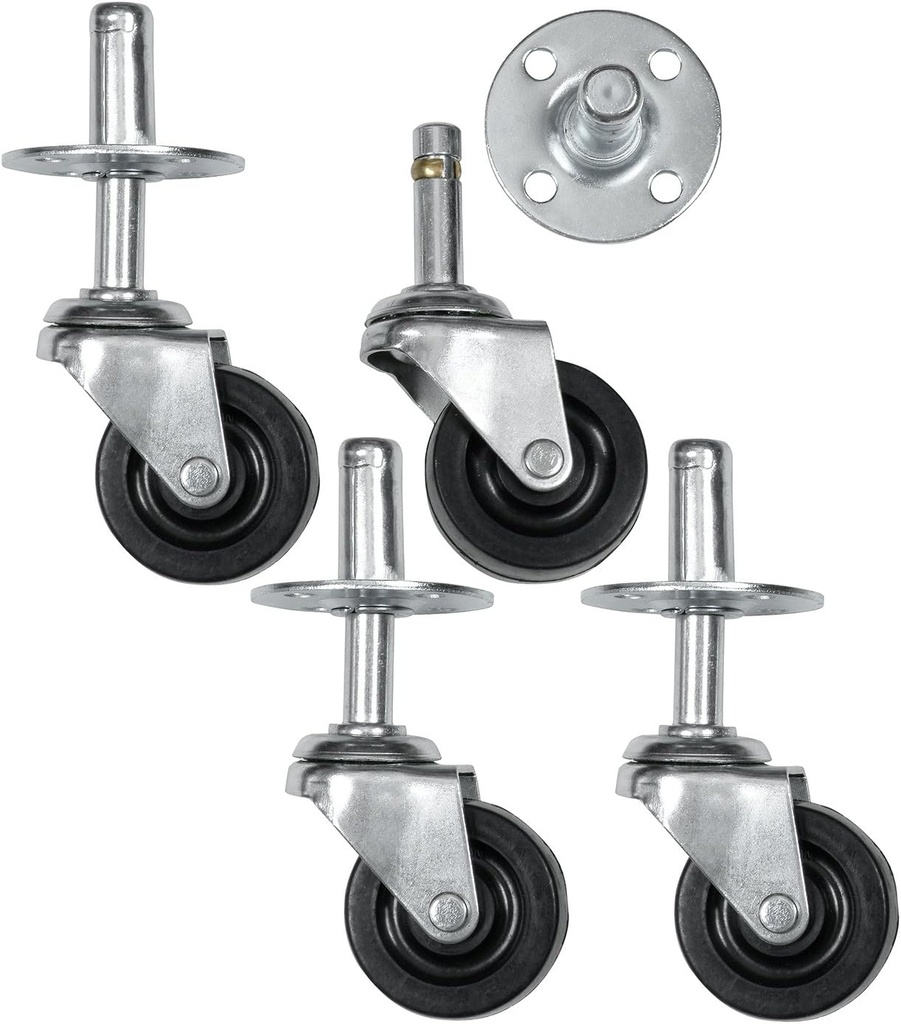 Reliable Hardware Company RH-9006-SET-A Plug Caster Set, Black & Silver 2 inches