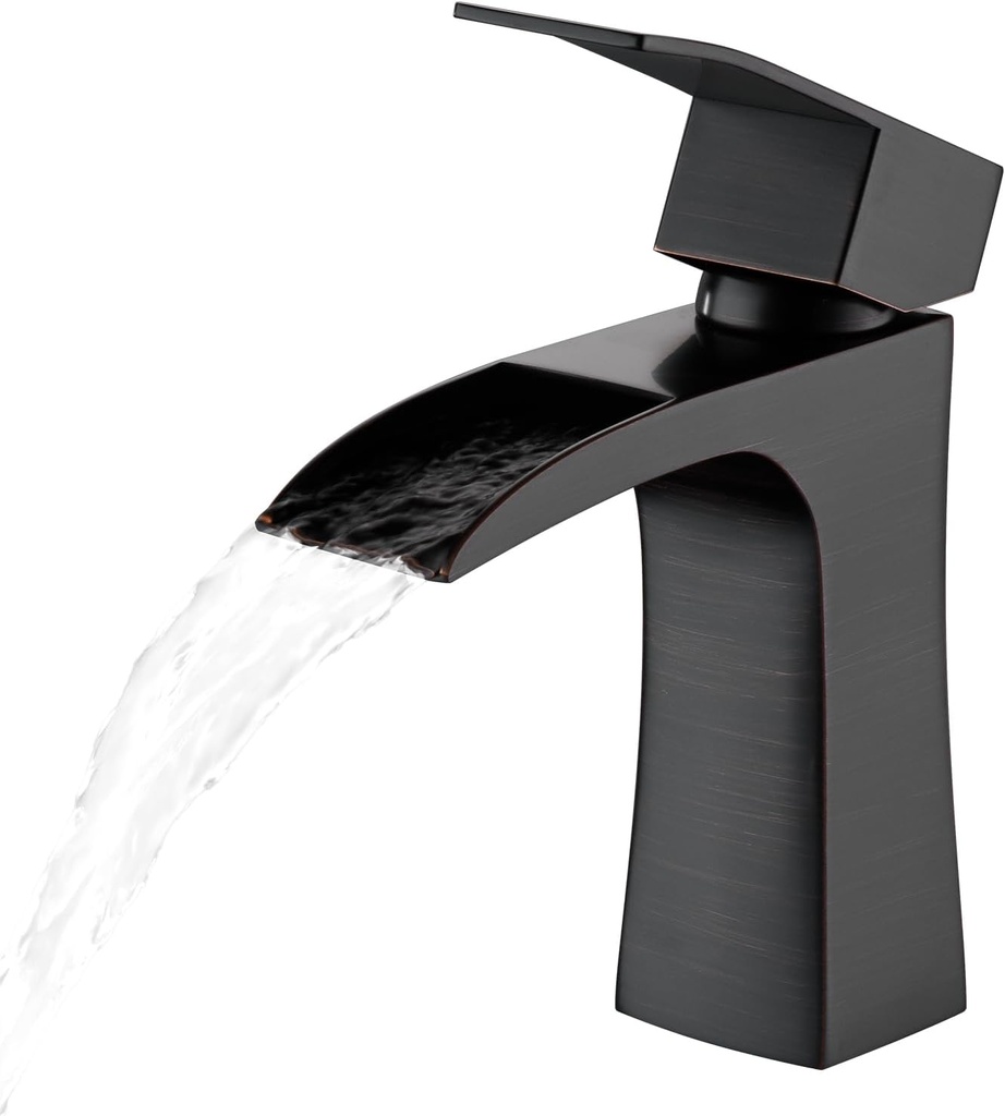 Bathroom Faucet Stainless Steel Modern Waterfall Bathroom Sink Faucet with Single Handle, Washbasin Faucet Suitable for 1 Hole Oil Rubbed Bronze