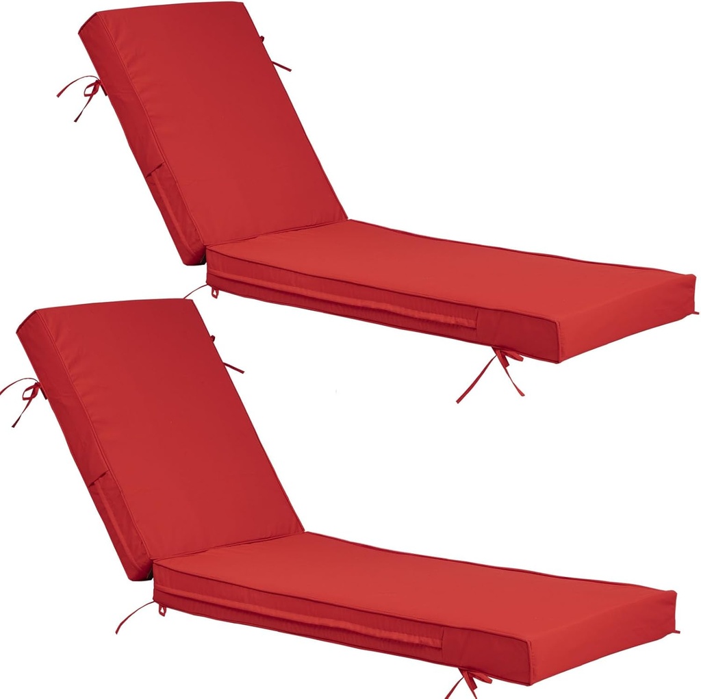 2 PCS Outdoor Chaise Lounge Cushion Waterproof and Sunlight Resistant, Lounge Deck Reclining Chair Cushions for Patio Furniture Lawn Pool Resort Hotel（YT-23, 72'' L x 21'' W x 4" T