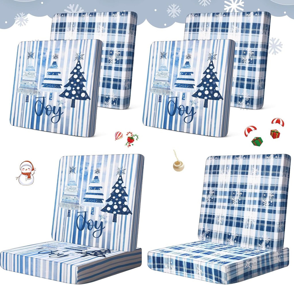 8Pcs Patio Cushion Covers Stretch Outdoor Couch Cushion Covers Slipcovers Sets Replacement Furniture Sofa Chair Seat Couch Washable(Snow Blue)