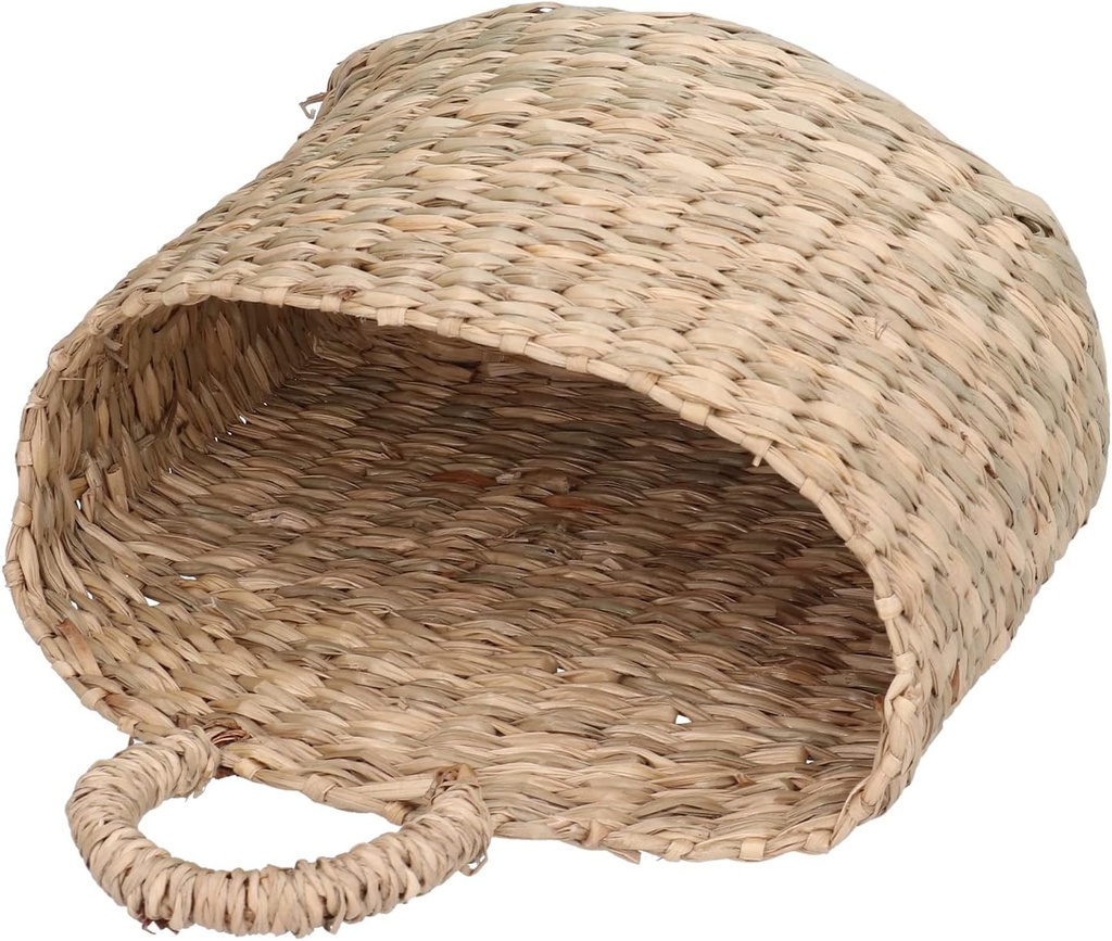 Woven Hanging Basket, Seagrass Woven Wall Hanging Storage Basket Organizer for Home Garden Decoration (3.1 * 3.9 * 7.5in)